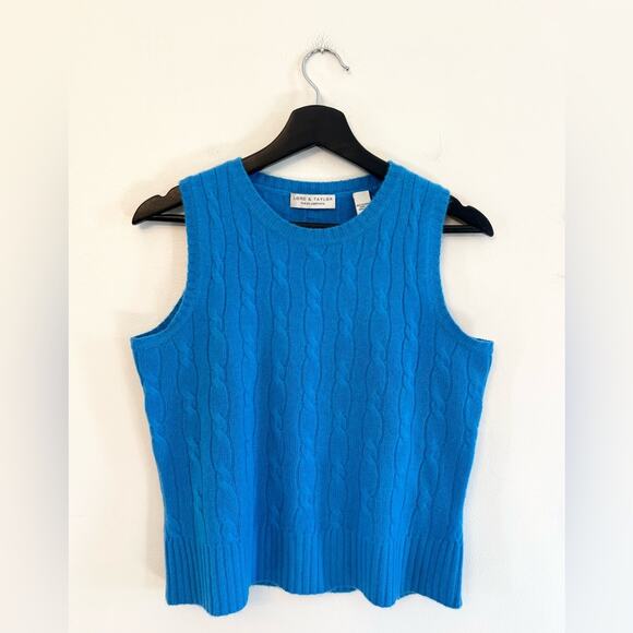 Vintage lord and Taylor 100% cashmere vest cable knit blue eclectic grandpa work - Picture 1 of 5